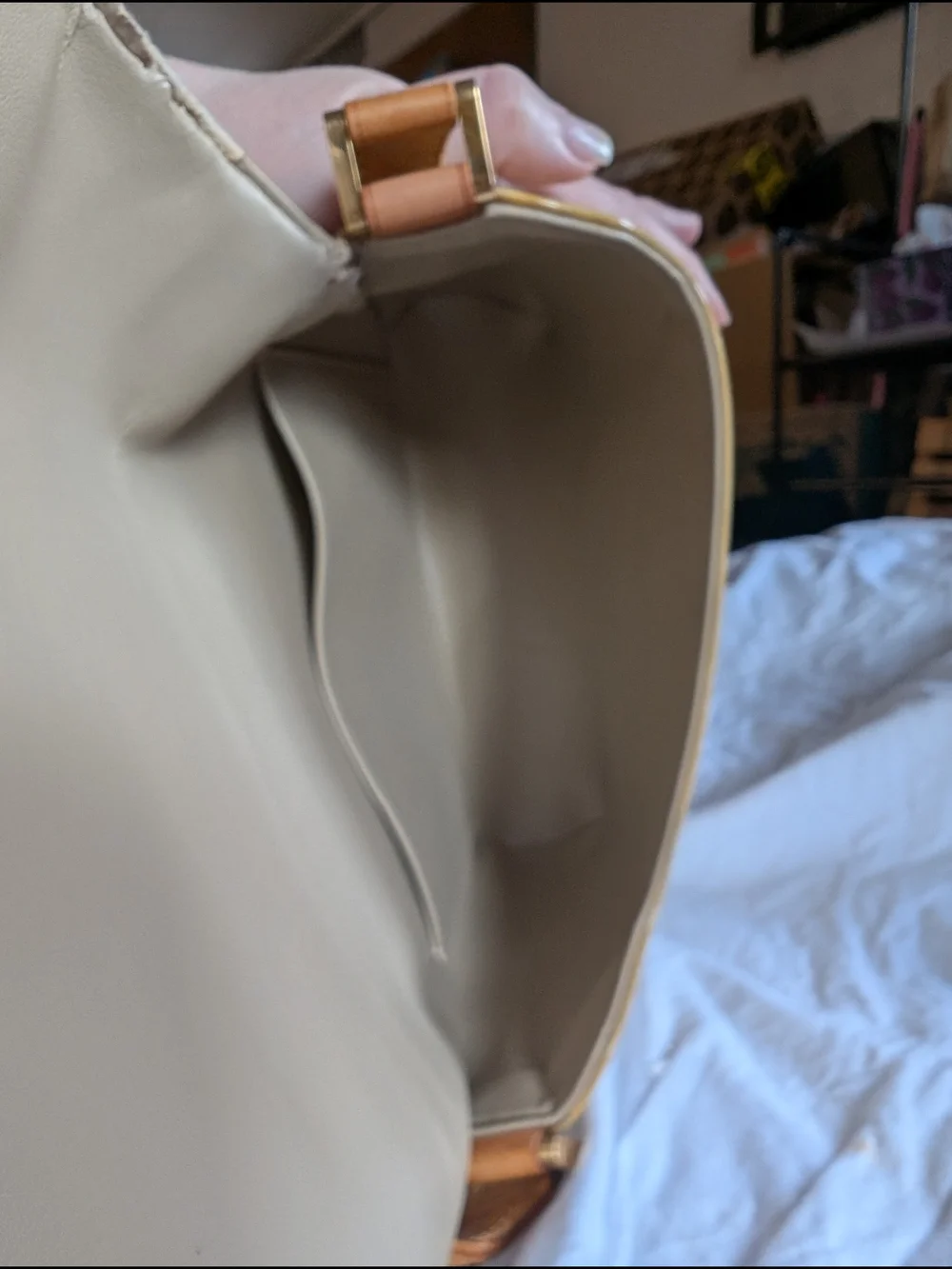 Louis Vuitton Beige Vernis Monogram Crossbody Bag